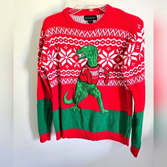Ugly Christmas sweater dinosaur snowflakes - Picture 1 of 2